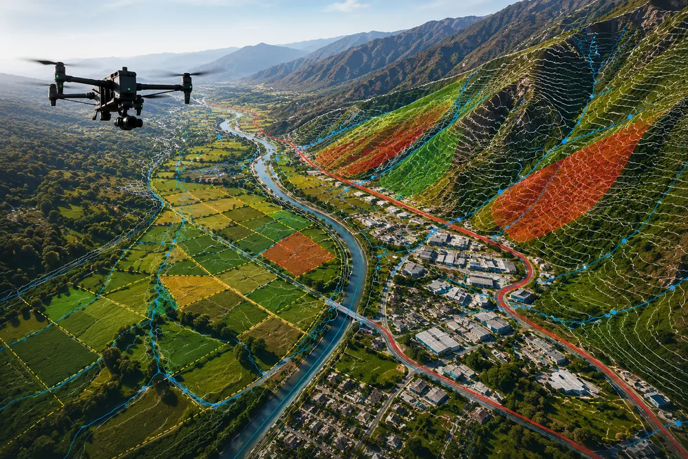 Representación cartográfica y geoespacial de un valle